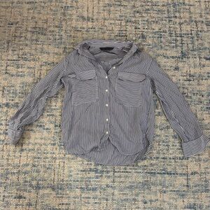 Zara Black and White Striped Button Down Shirt